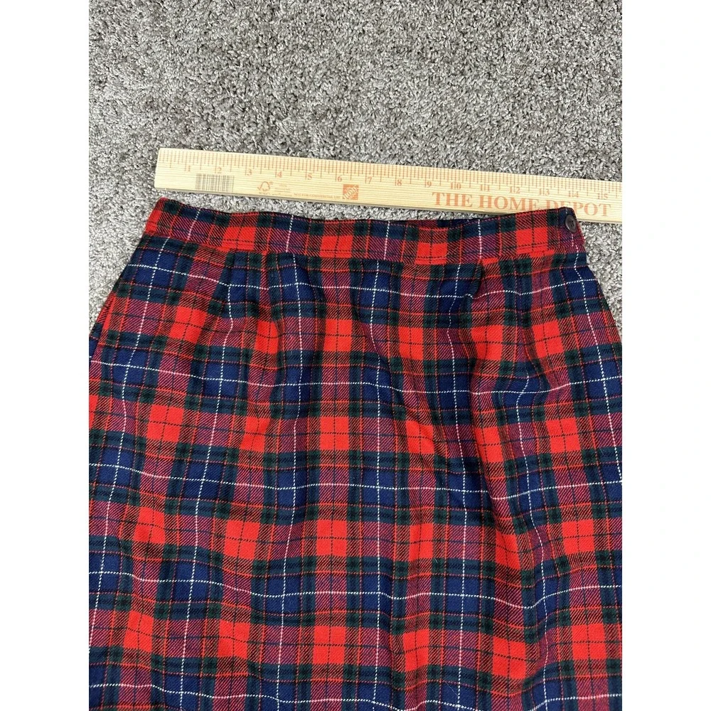 Vintage Pendleton Skirt Womens 10 Red Navy Manson Tartan Wool Plaid Made USA 80s